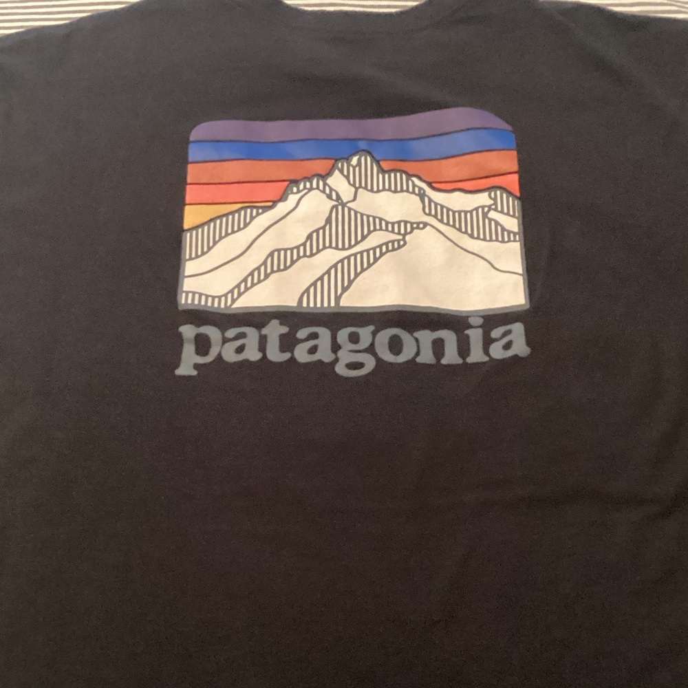 Patagonia Black Tee with Sunset Mountain Graphic